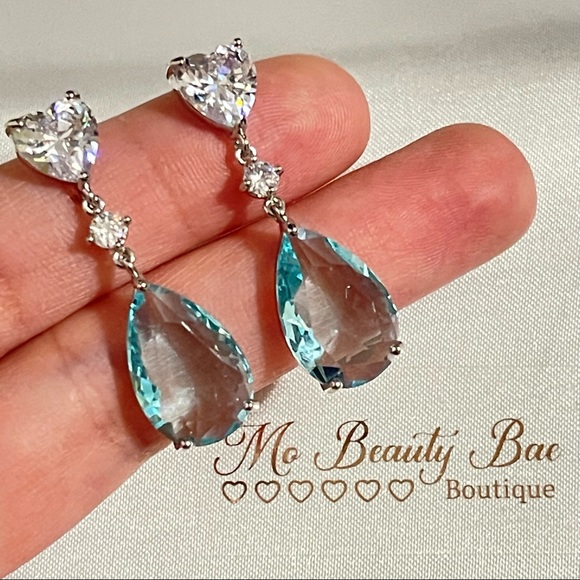 Crystal Clear Blue Earring Drops - Picture 4 of 6